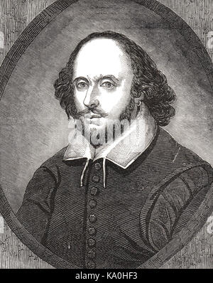 William Shakespeare, 19th Century engraving of the Chandos Shakespeare Stock Photo