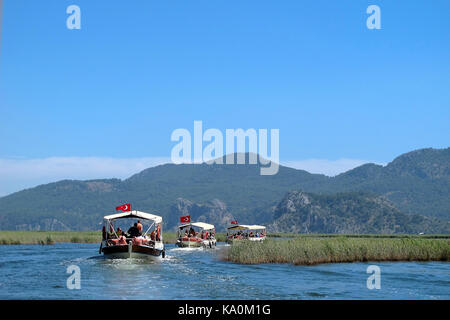Excursion boats on Dalyan River, Turkey Stock Photo