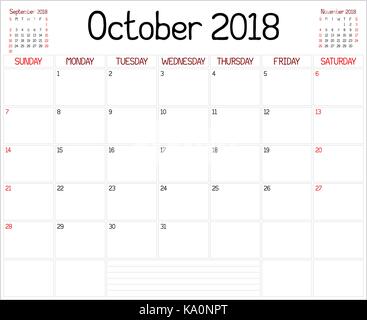 2018 monthly planner calendar
