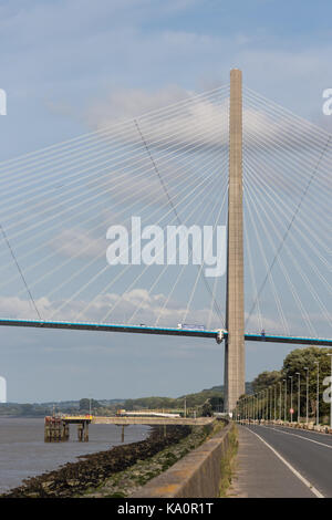 Pont de Normandie, bridge over river Seine between Le Havre and Honfleur in France Stock Photo