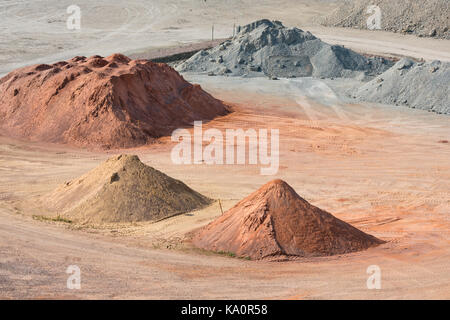 Stockyard of quarries, sands, pebbles and aggregates near Le Havre, France Stock Photo