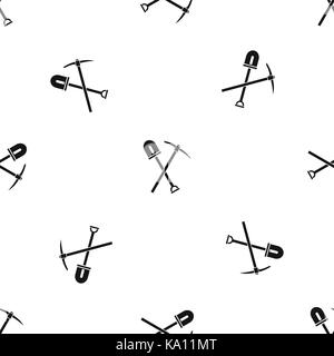 Shovel and pickaxe pattern seamless black Stock Vector