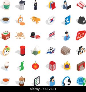 Coffee icons set, isometric style Stock Vector