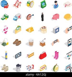 Wallet icons set, isometric style Stock Vector