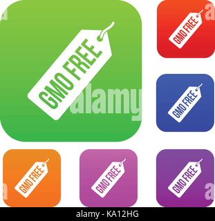 GMO free price tag i set color collection Stock Vector