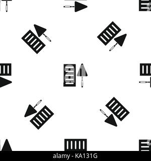 Brick and trowel pattern seamless black Stock Vector