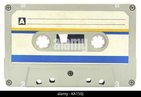 Old audio cassette over white background Stock Photo