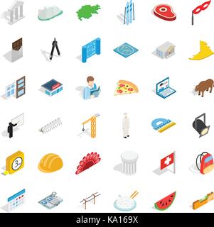 Spotlight icons set, isometric style Stock Vector