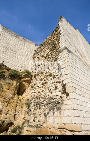 Details of rock face and chateau's stone walls - France. Stock Photo