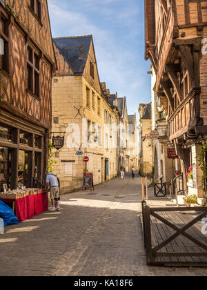 Old houses in the old quarter of Chinon, France. Stock Photo