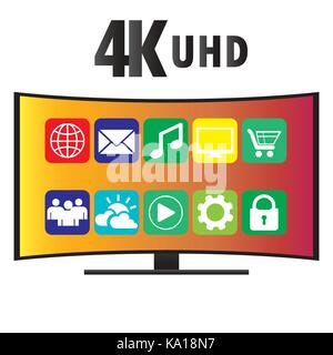 isolated OLED black flat smart wide TV on white background Stock Vector ...