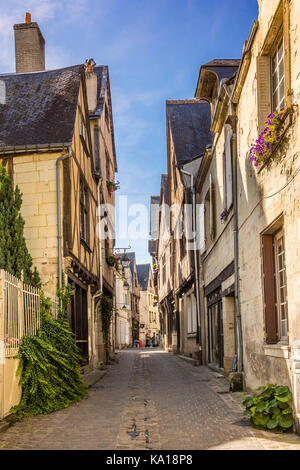 Old houses in the old quarter of Chinon, France. Stock Photo