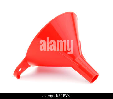 Plastic funnel isolated on white background Stock Photo