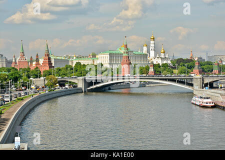 The Moscow Kremlin. The embankment of the Moscow river near the Kremlin. Stock Photo