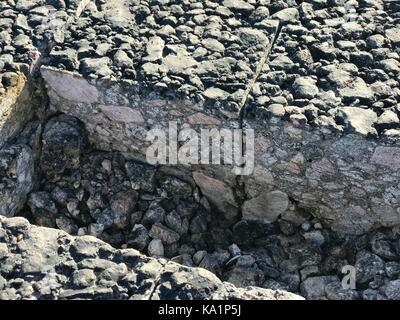 Place of sample of asphalt concrete coating. Kern Stock Photo