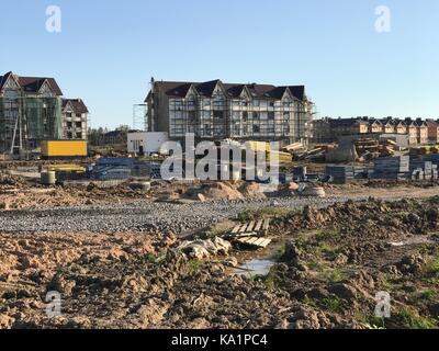 Construction of multi-storey apartment buildings Stock Photo