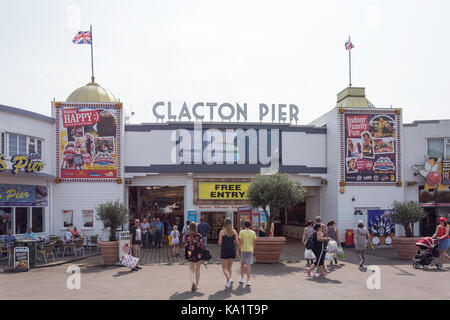 CLACTON PIER ENTRANCE ON THE SEA FRONT IN THE SUMMER Stock Photo ...