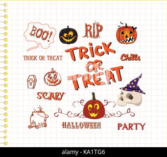 set of cute halloween elements Stock Vector