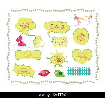 bird and butterfly bubbles set Stock Vector