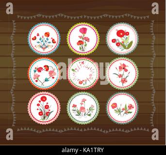 blooming circle tags Stock Vector