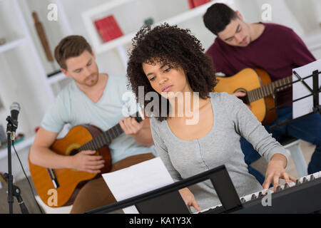 group of friends rehearsing Stock Photo