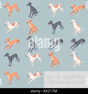 Set of greyhound icons Stock Vector