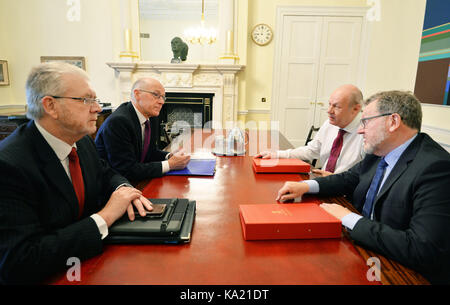 Scottish Deputy First Minister John Swinney (second left) and Brexit minister Mike Russell (left) meet First Secretary of State Damian Green (second right) and Scotland Secretary David Mundell at the Cabinet Office, Whitehall, London. Stock Photo