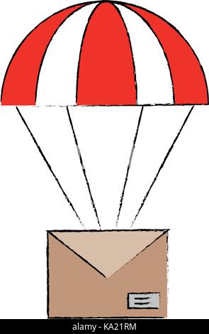 parachute with envelope mail isolated icon Stock Vector