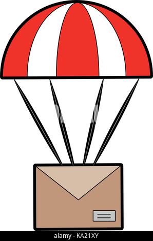 parachute with envelope mail isolated icon Stock Vector