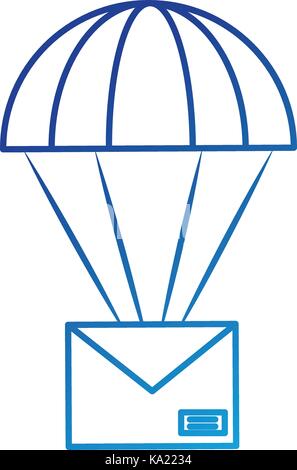 parachute with envelope mail isolated icon Stock Vector