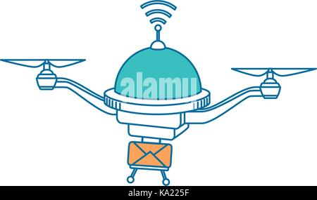 drone flying technology with envelope Stock Vector