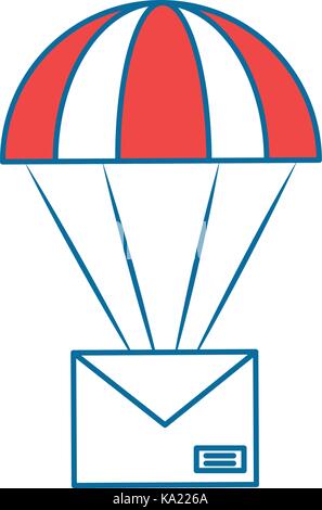 parachute with envelope mail isolated icon Stock Vector