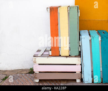 pile of empty fruit wooden boxes Stock Photo - Alamy