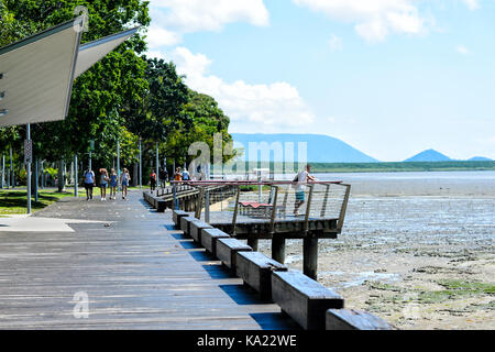 People strolling on the Esplanade, Trinity Bay, Cairns, Far North Queensland, FNQ, QLD, Australia Stock Photo