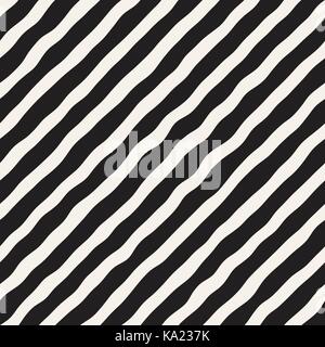 Seamless pattern with hand drawn waves. Abstract background with wavy brush strokes. Black and white freehand lines texture. Stock Vector