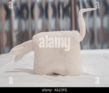 Towel animal at bed time Stock Photo