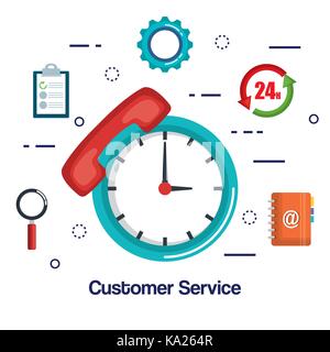 customer service flat settings Stock Vector