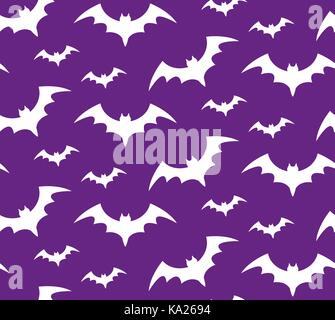 Bat silhouette seamless pattern. Halloween repeating texture. Scary endless background with flittermouse. Vector illustration. Stock Vector