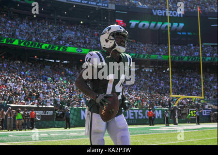 East Rutherford, New Jersey, USA. 24th Sep, 2017. Jeremy Kerley (14) of the New York Jets during a game against the Miami Dolphins at Metlife Stadium in East Rutherford, New Jersey. Gregory Vasil/Cal Sport Media/Alamy Live News Stock Photo