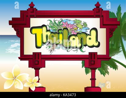 I love Thailand background, hand drawing, vector illustration Stock Vector