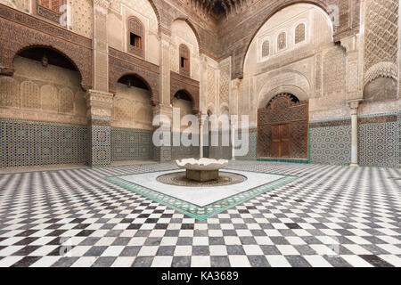 The Al-Attarine Madrasa or Medersa al-Attarine,  Fes, Morocco Stock Photo
