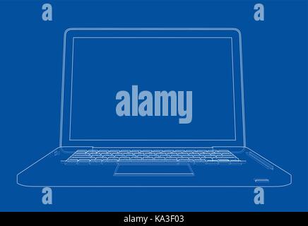Laptop sketch. Vector Stock Vector