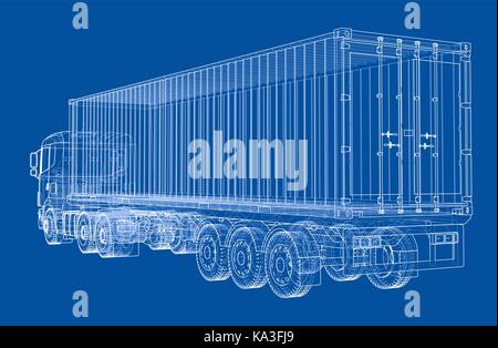 Truck with semitrailer. Vector Stock Vector