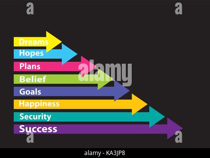 multi colored arrows with text on each Stock Vector