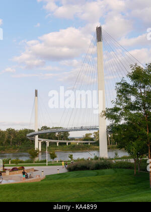 Bob Kerrey Pedestrian Bridge. Omaha, Nebraska. Stock Photo