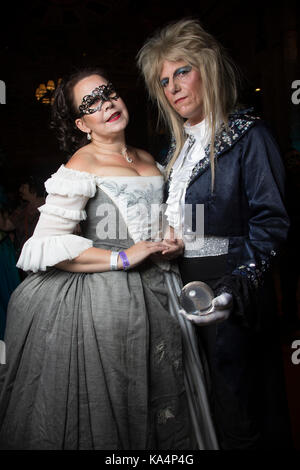 Labyrinth Masquerade costume ball at the Millenium Biltmore Hotel, downtown Los Angeles, California, USA Stock Photo