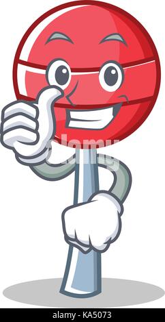 Thumbs up sweet lollipop character cartoon Stock Vector