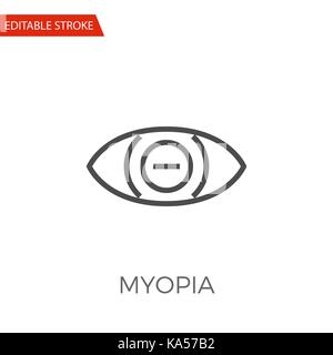 Myopia Thin Line Vector Icon. Flat Icon Isolated on the White Background. Editable Stroke EPS file. Vector illustration. Stock Vector