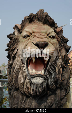 lion statue maa vishwambhari dham temple gujarat , India, Asia Stock Photo