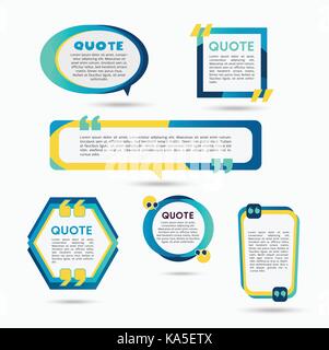 Quote Bubbles - modern vector color set of different shapes with filler text. Various sizes. Use these high quality hollow figures for your presentati Stock Vector